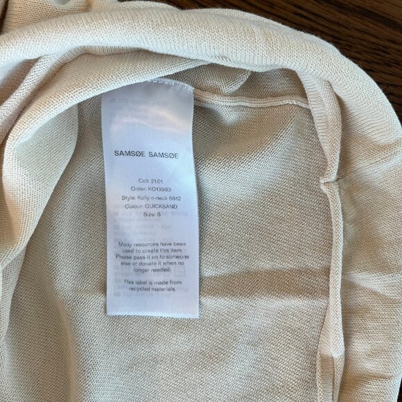 Samsoe Samsoe Kally O-Neck Cream Light Knit Long Sleeve Sweater Small - Picture 4 of 7